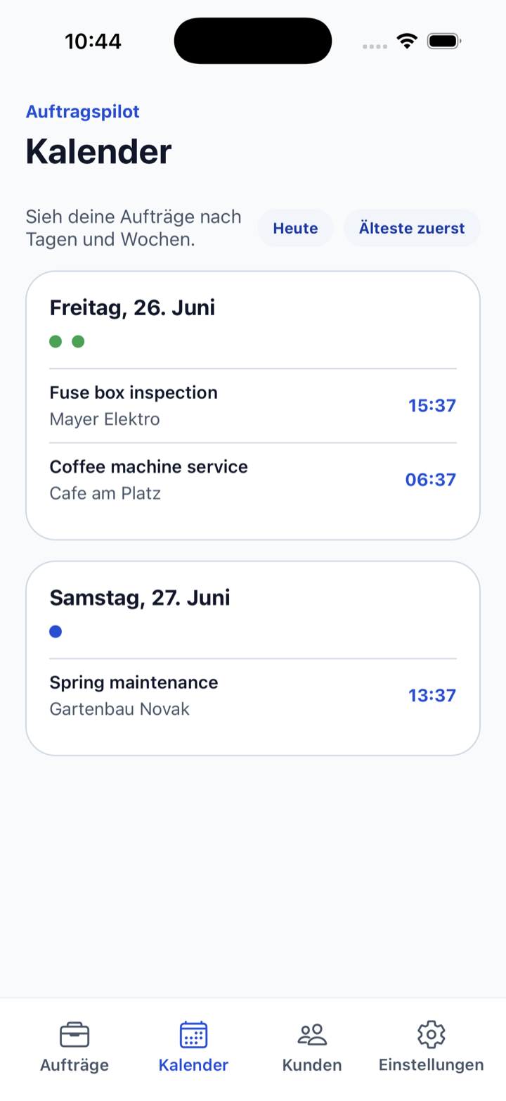 Calendar and daily plan